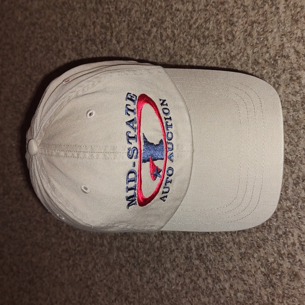 Mid-State Auto Auction Embroidered Strap-on Beige Hat Cap